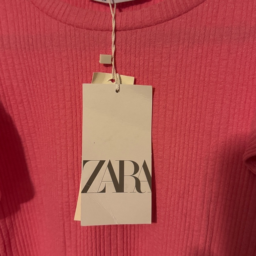 Zara Pink Ruffle Sleeve Cropped Top - Picture 4 of 5